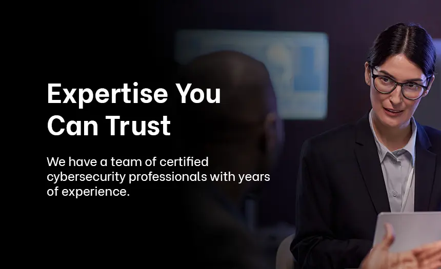 Certified cybersecurity professional providing consultation, showcasing expertise and trust in cybersecurity services.