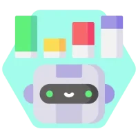 AI-powered robot analyzing data and charts for business intelligence.