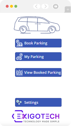 WELCOME DASHBOARD | Book Parking Application | Exigo Tech Singapore