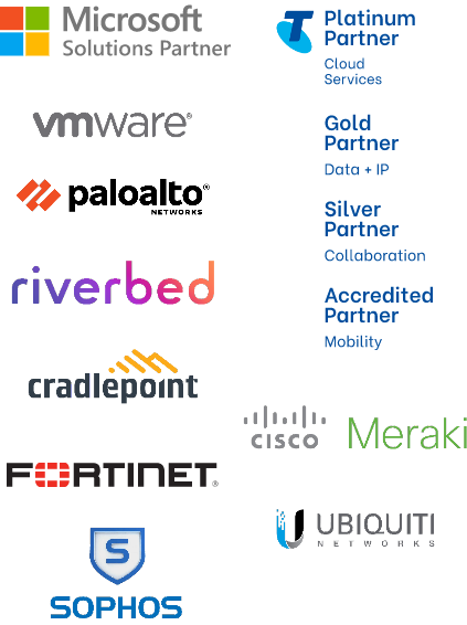 Partner logos | Network Infrastructure in Australia | Exigo Tech Australia | Enterprise Networking Solutions: Secure, High-Speed Connectivity with Telstra, Azure WAN, SD-WAN, and SASE Integration for Hybrid Cloud and NBN Infrastructure Optimization