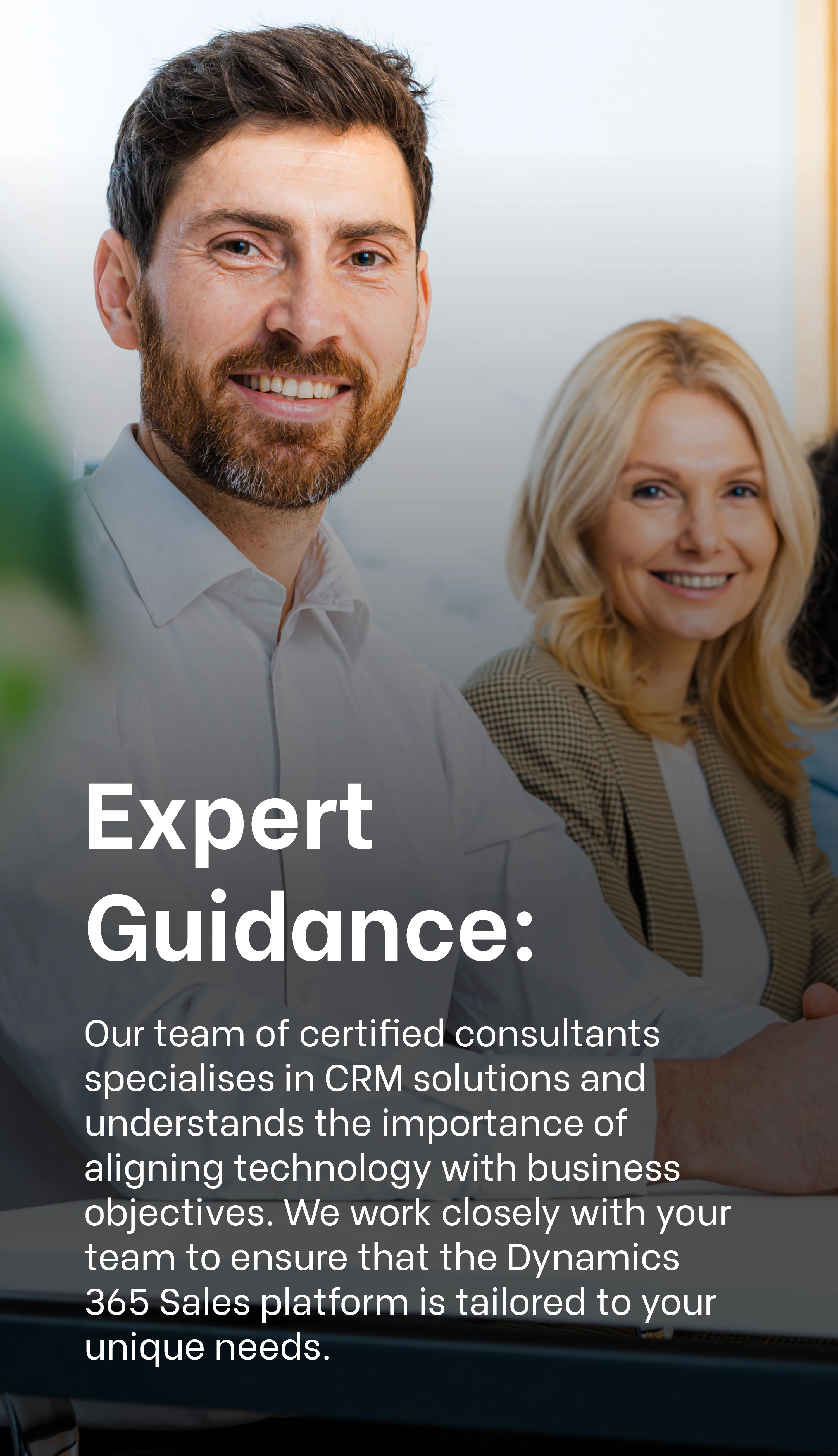  Expert Guidance: Consultants providing expert guidance on tailored Dynamics 365 Sales solutions