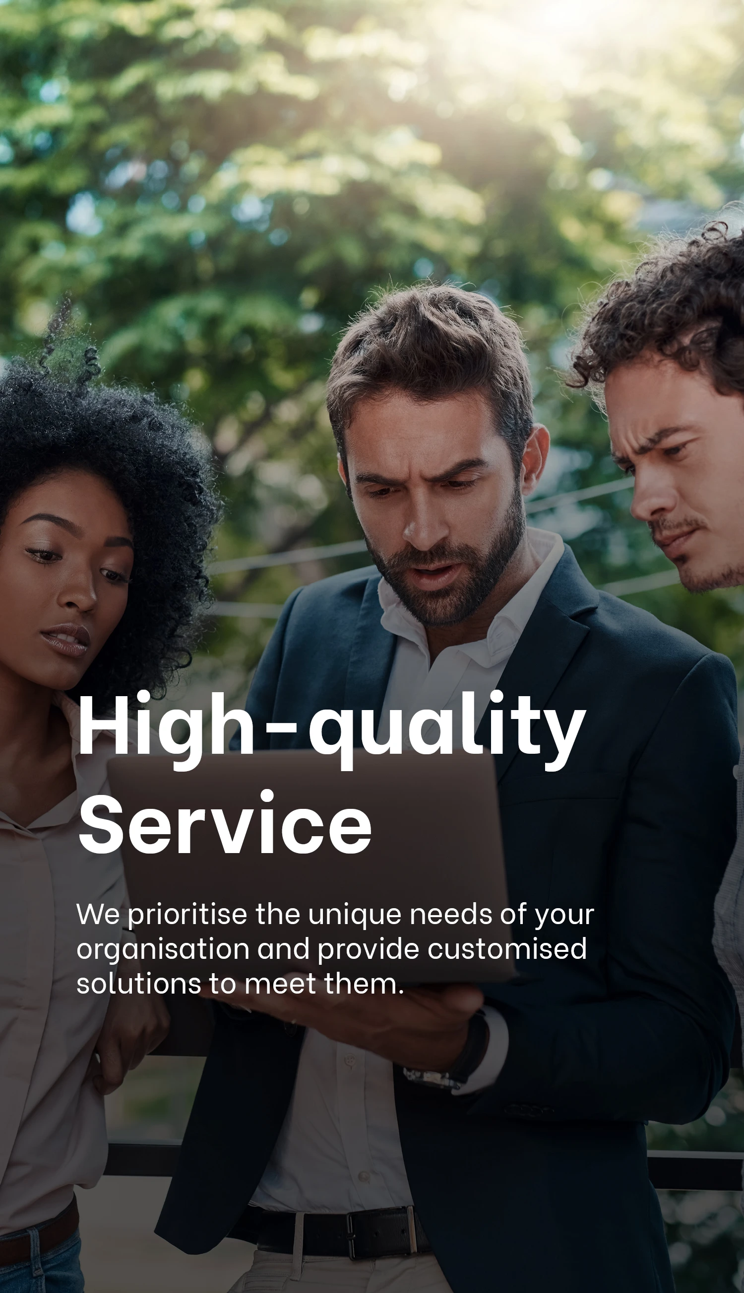 High Quality Service| Professionals collaborating on custom business solutions at Exigo Tech