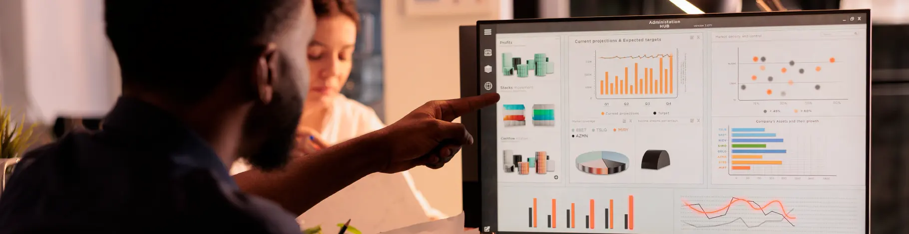 Professional reviewing business intelligence dashboards using Microsoft Power BI for enhanced decision-making in Australian markets