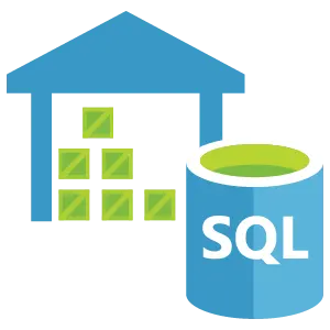 Graphic showing a data warehouse and SQL integration, representing advanced data warehousing capabilities for Australian enterprises