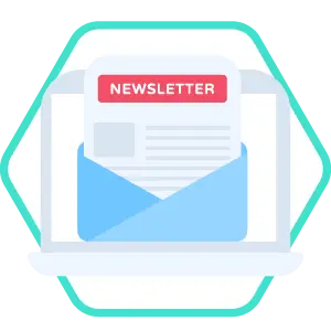 Illustration of an email newsletter representing Exigo Tech's AI Content Creator's capability to create customized EDMs for targeted, action-driven communication.