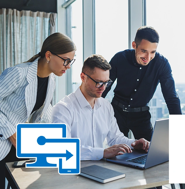 Team collaborating on OS patch management using Microsoft Intune and Datto RMM to maintain continuous system security.