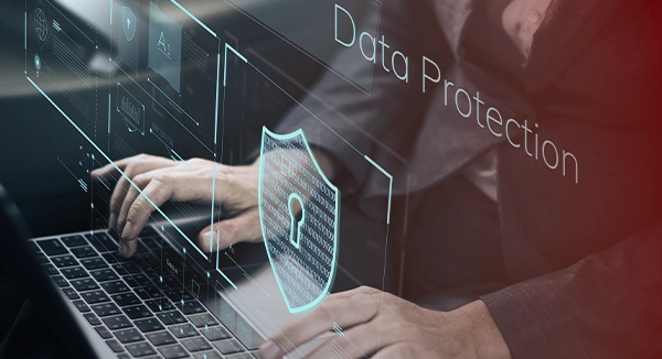 Cybersecurity professional working with data protection and security controls Cybersecurity professional working with data protection and security controls